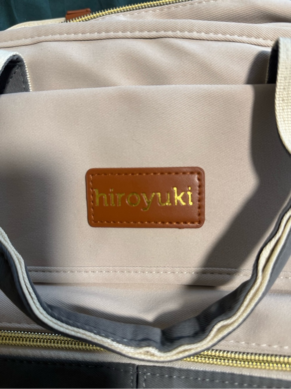 Two-Tone Gray & Cream Backpack Diaper Bag - Picture 6 of 14
